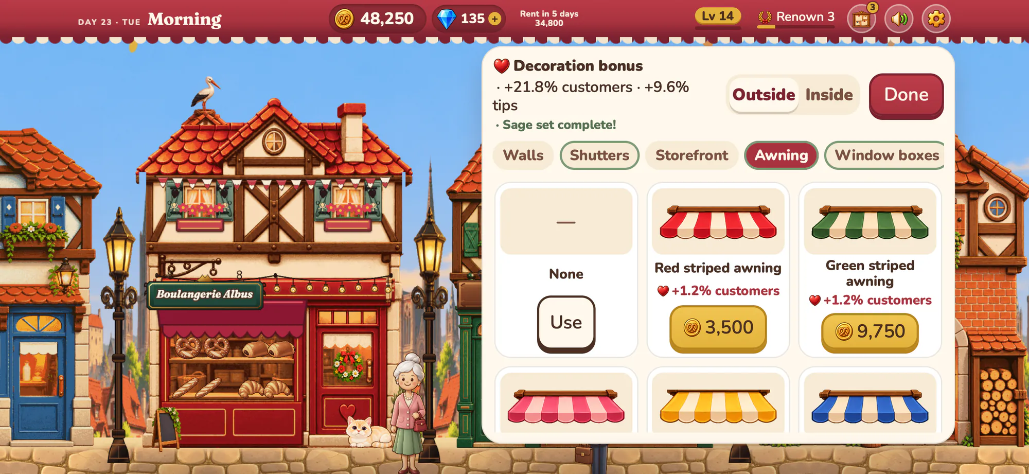 Albus Bakery screenshot: Decorating the front